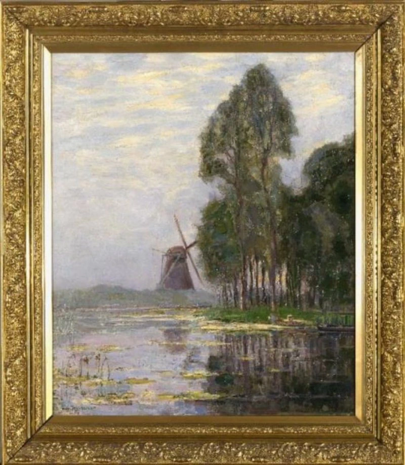 Mulino vicino ad alberi ad alto fusto con luminosi riflessi di colore - Kunstmuseum Den Haag